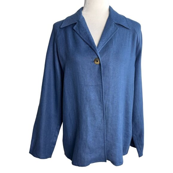 Vintage Saks Fifth Avenue 100% Linen Blue 1-Button Blazer Jacket Women's Size S - Picture 9 of 9